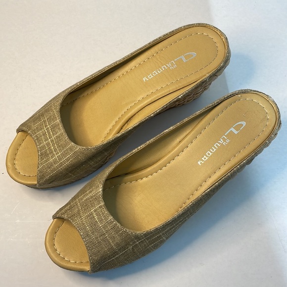 Chinese LAUNDRY Linen Peep Toe Espadrille Braided Platform Wedge Shoe Size 8.5 - Picture 2 of 9